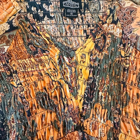 Angie Multicolor Floral Smocked Waist Boho Top - Picture 4 of 4